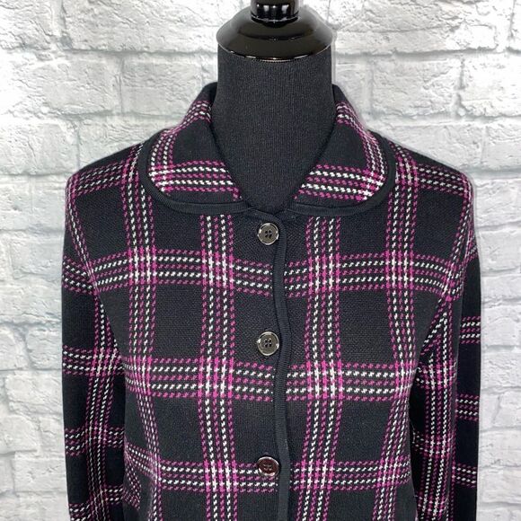 Jones New York new w/tags signature plaid sweater button up jacket size large - Picture 3 of 12